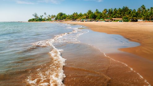 La belle plage de sable de Morjim Beach à Goa.