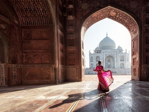 Vue sur le Taj Mahal.